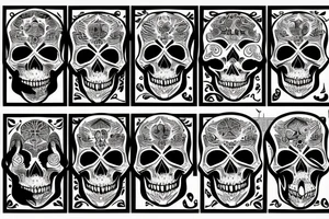 skull engraved Myan Mexican tattoo idea