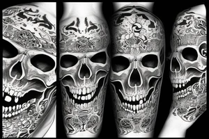skull engraved Myan Mexican tattoo idea