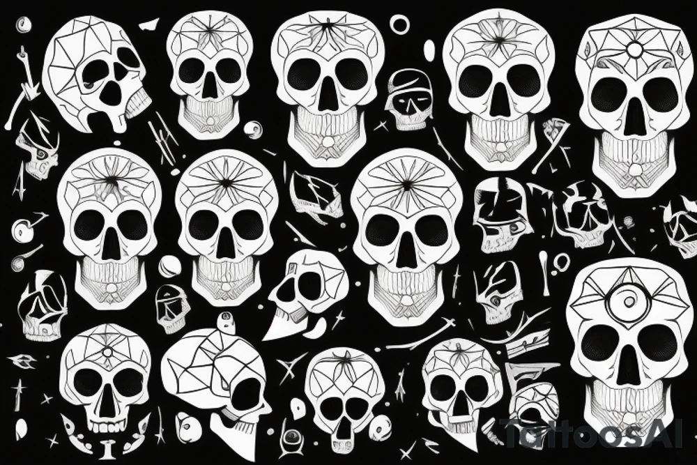skull engraved Myan Mexican tattoo idea