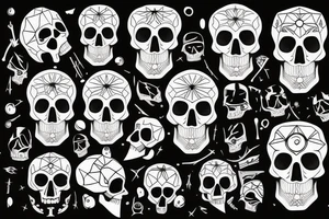 skull engraved Myan Mexican tattoo idea