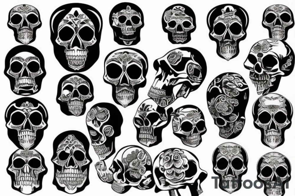 skull engraved Myan Mexican tattoo idea