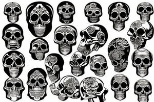 skull engraved Myan Mexican tattoo idea
