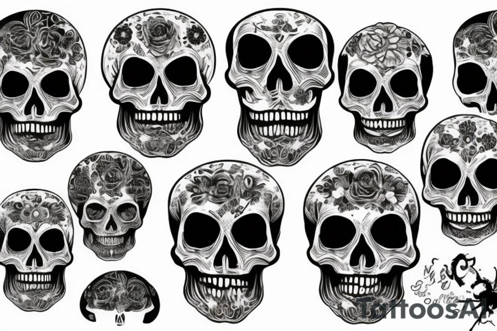skull engraved Myan Mexican tattoo idea