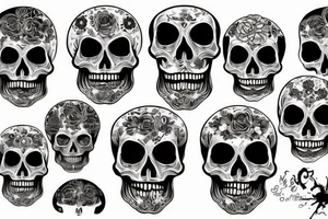 skull engraved Myan Mexican tattoo idea