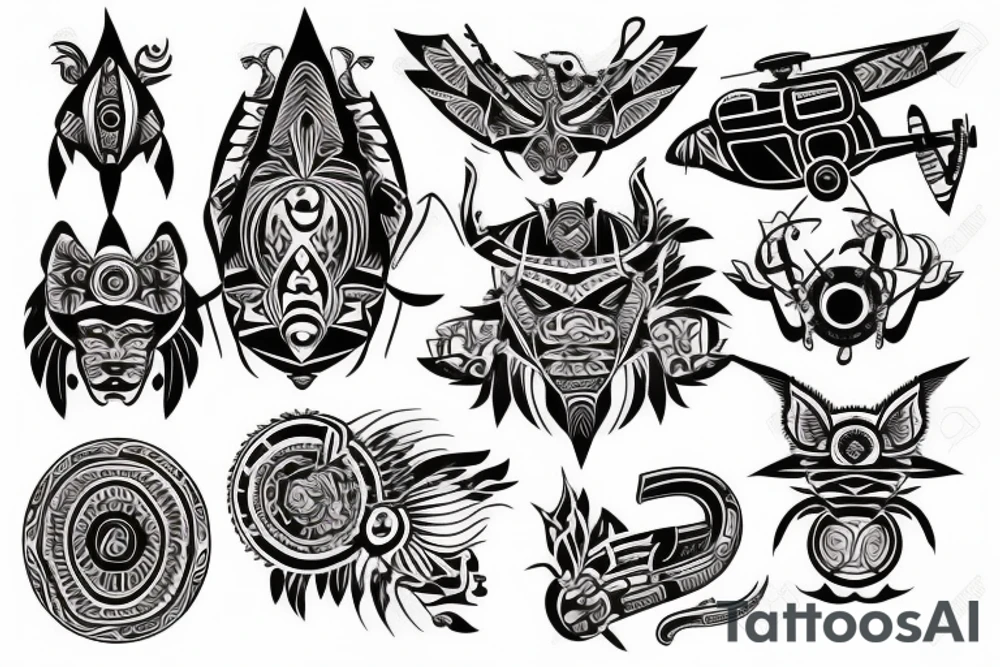 Tribal style helicopter tattoo idea