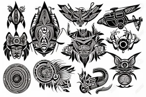 Tribal style helicopter tattoo idea