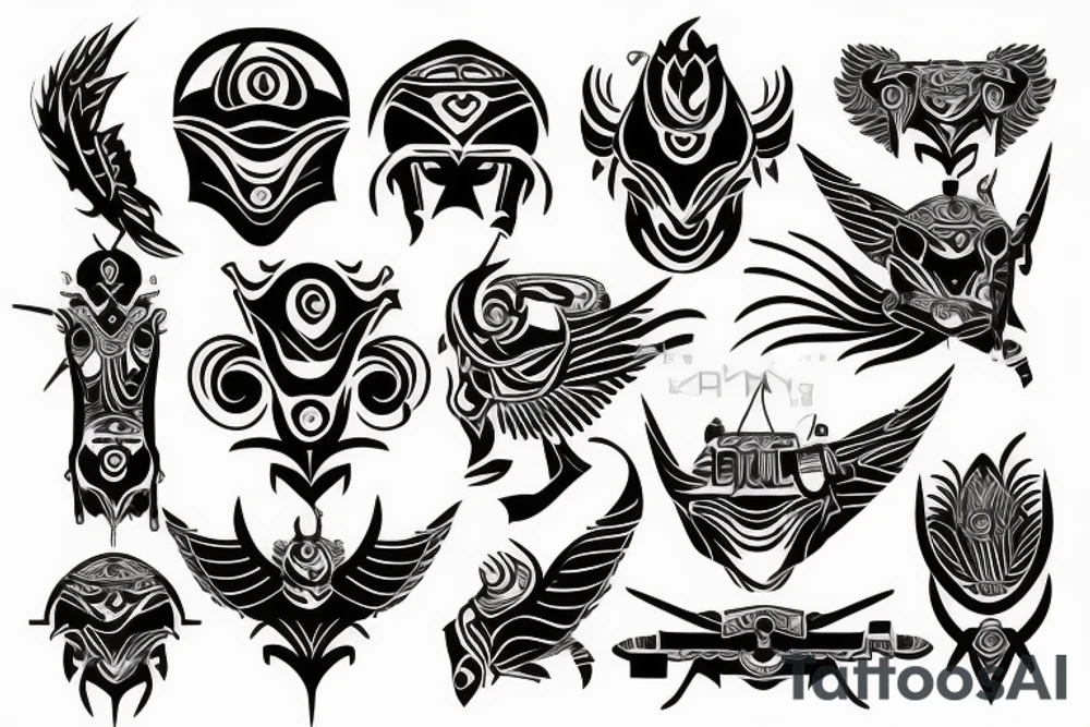 Tribal style helicopter tattoo idea