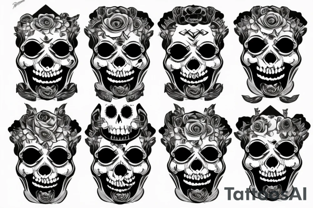 psychobilly couple skulls tattoo idea