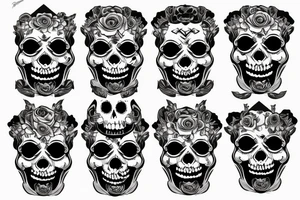 psychobilly couple skulls tattoo idea