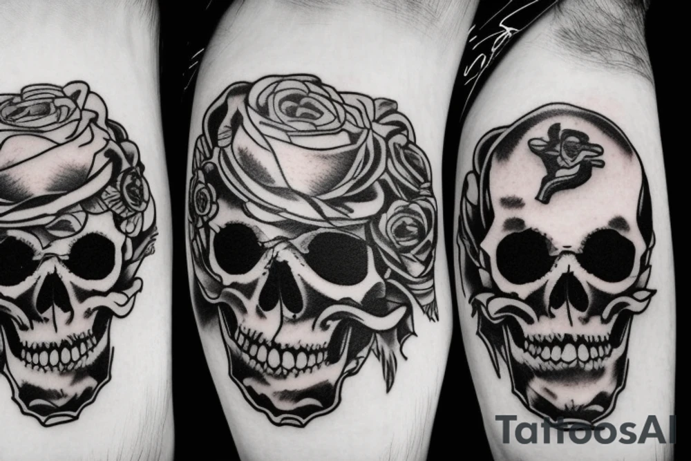 psychobilly couple skulls tattoo idea