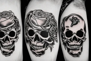 psychobilly couple skulls tattoo idea