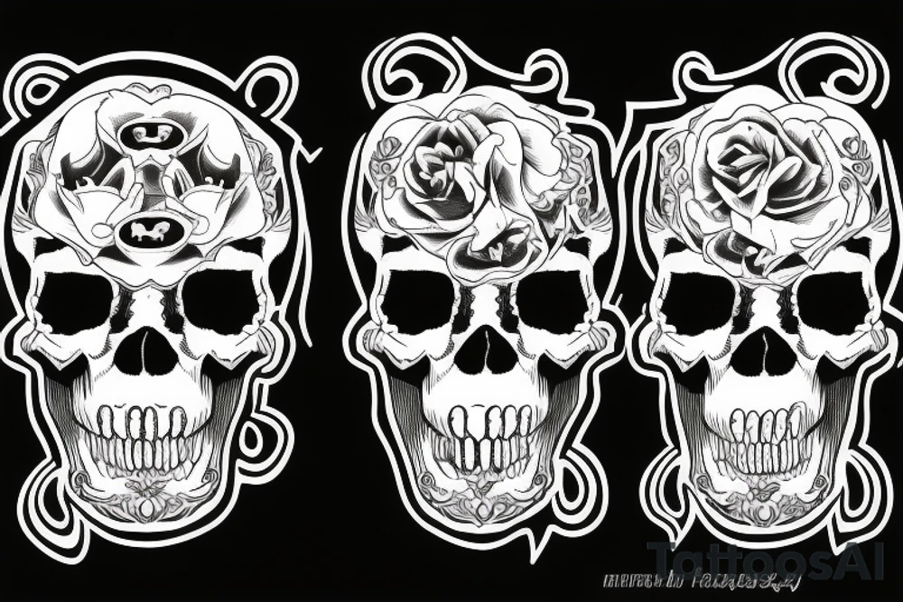 psychobilly couple skulls tattoo idea