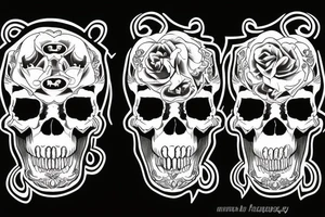 psychobilly couple skulls tattoo idea