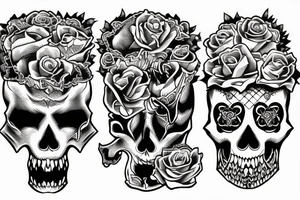 psychobilly couple skulls tattoo idea