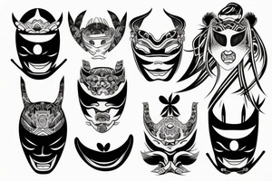 Japanese themed tattoo
Mask tattoo idea