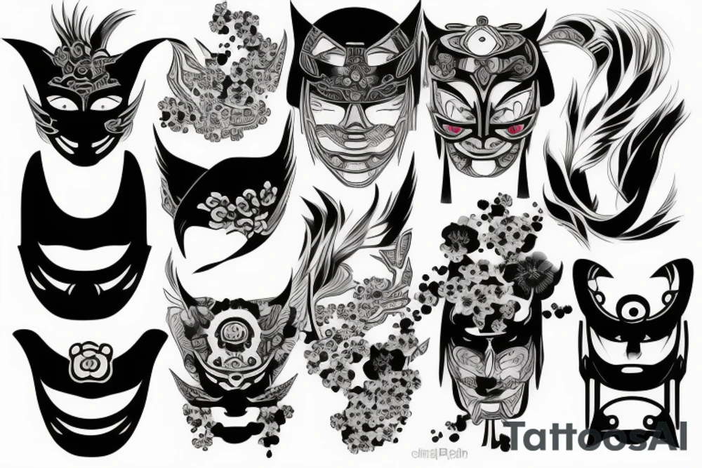 Japanese themed tattoo
Mask tattoo idea