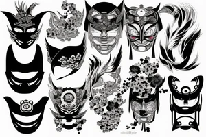 Japanese themed tattoo
Mask tattoo idea