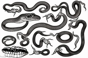 Hand shaking snake bite tattoo idea