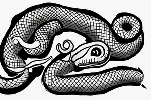 snake curled around a dagger tattoo idea