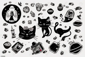 Astronaut smoking with a cat tattoo idea