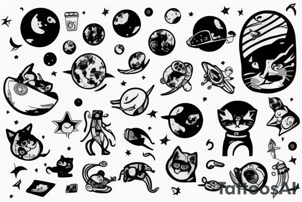 Astronaut with a cat smoking tattoo idea