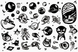Astronaut with a cat smoking tattoo idea
