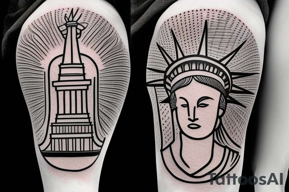 the torch of the statue of liberty with a burning basketball tattoo idea