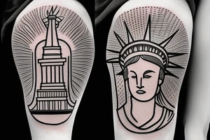 the torch of the statue of liberty with a burning basketball tattoo idea