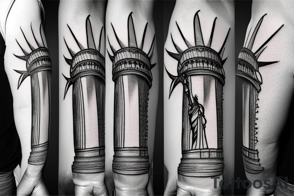 the torch of the statue of liberty with a burning basketball tattoo idea
