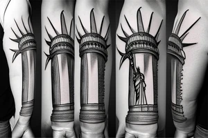 the torch of the statue of liberty with a burning basketball tattoo idea