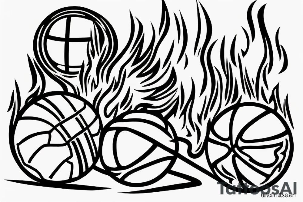 A basket ball inside the flames of the Liberty Statue torch tattoo idea