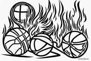 A basket ball inside the flames of the Liberty Statue torch tattoo idea