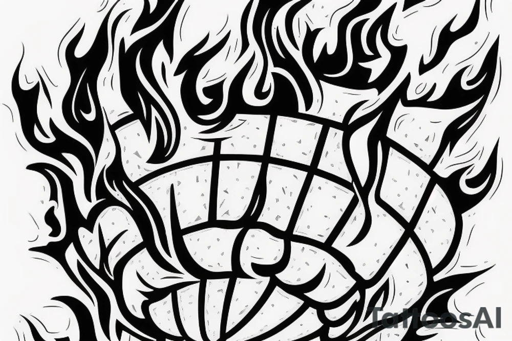 A basket ball inside the flames of the Liberty Statue torch tattoo idea