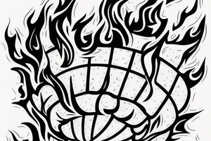 A basket ball inside the flames of the Liberty Statue torch tattoo idea