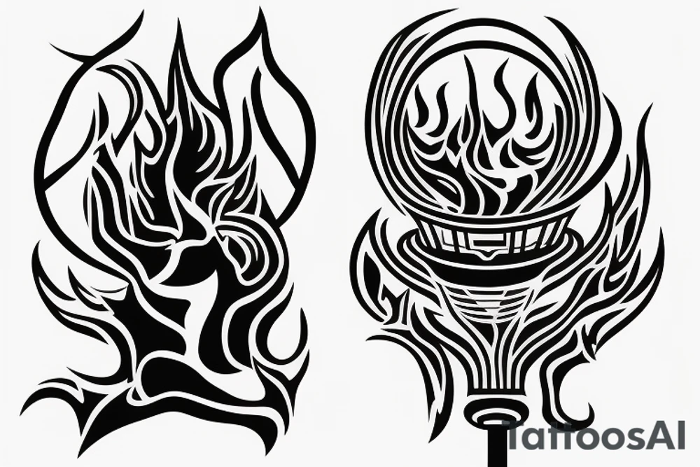 A basket ball inside the flames of the Liberty Statue torch tattoo idea