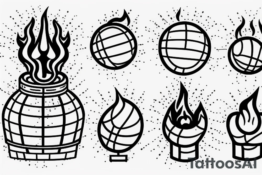 A basket ball inside the flames of the Liberty Statue torch tattoo idea