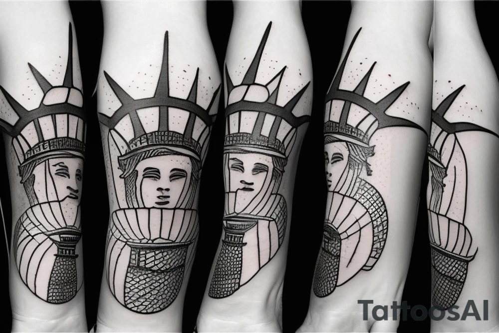 the torch of the statue of liberty with a burning basketball tattoo idea