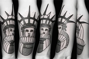 the torch of the statue of liberty with a burning basketball tattoo idea