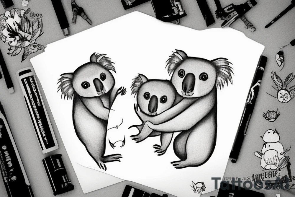 koalas fighting tattoo idea