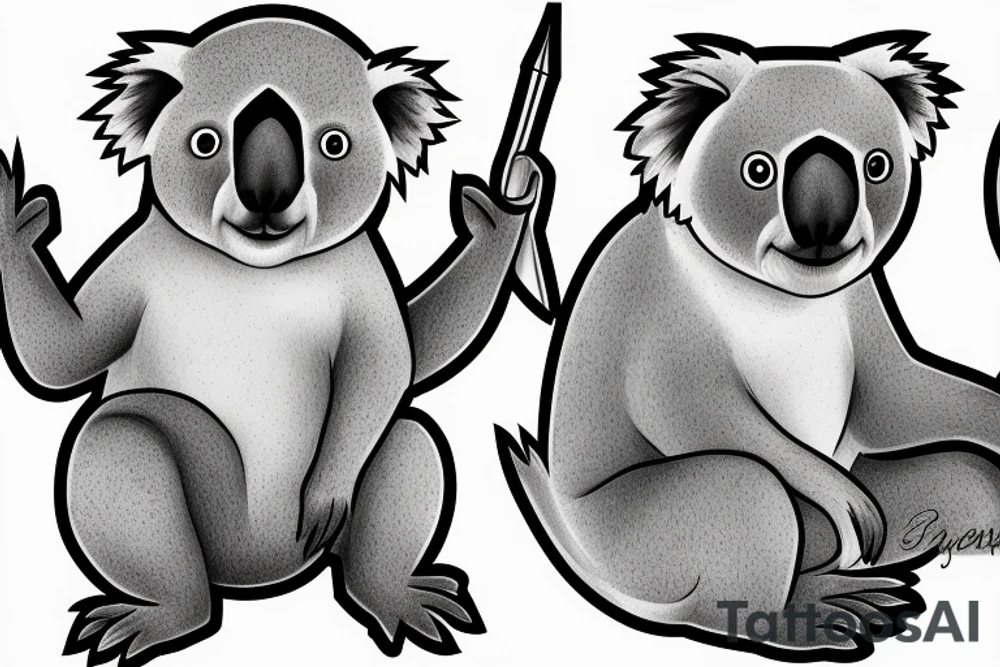 koalas fighting tattoo idea