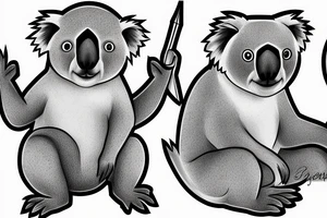 koalas fighting tattoo idea