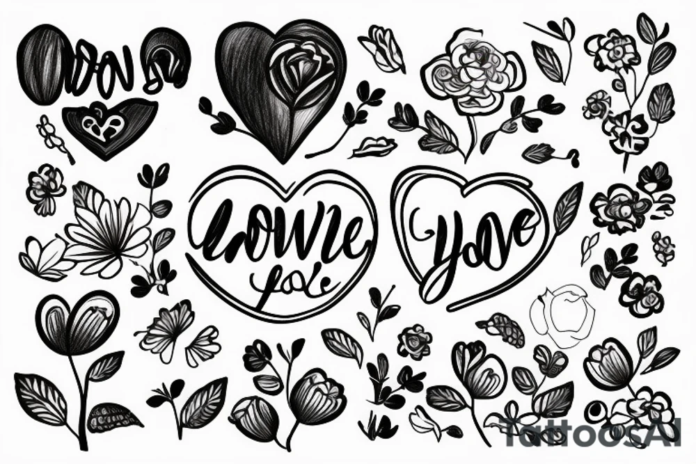 Flower with self love written in it tattoo idea