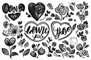Flower with self love written in it tattoo idea