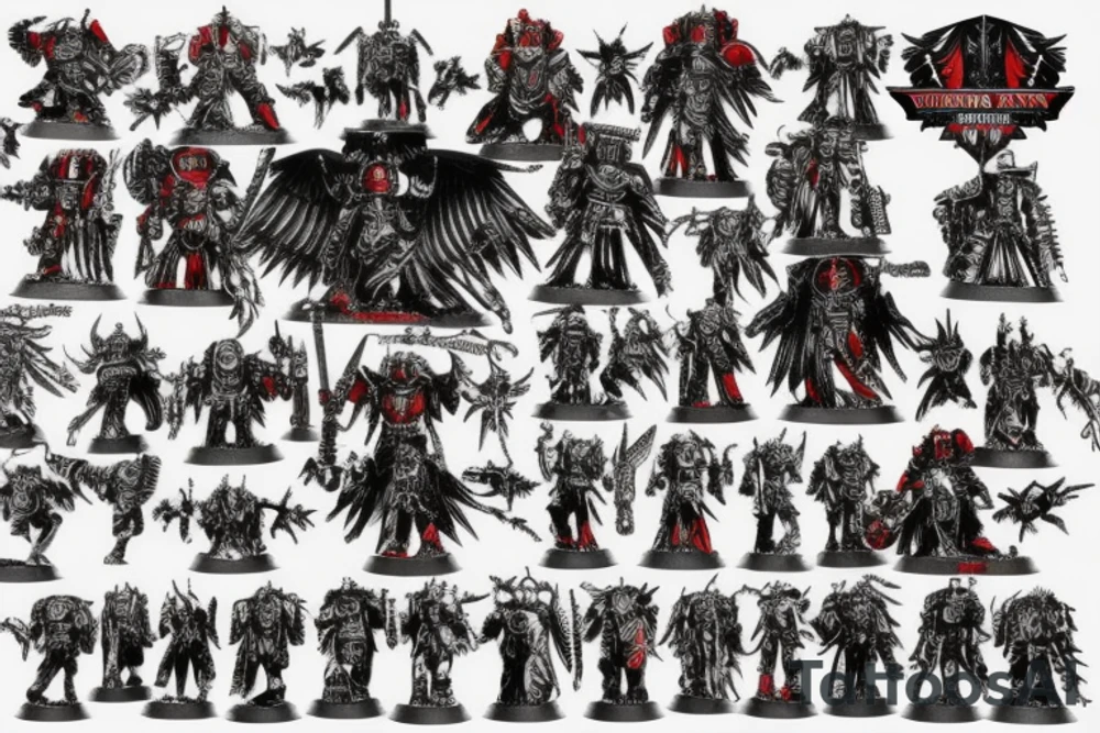 Warhammer 40k, Adeptus Astartes, Angel of death, bloody angels, red, green, black, tattoo idea