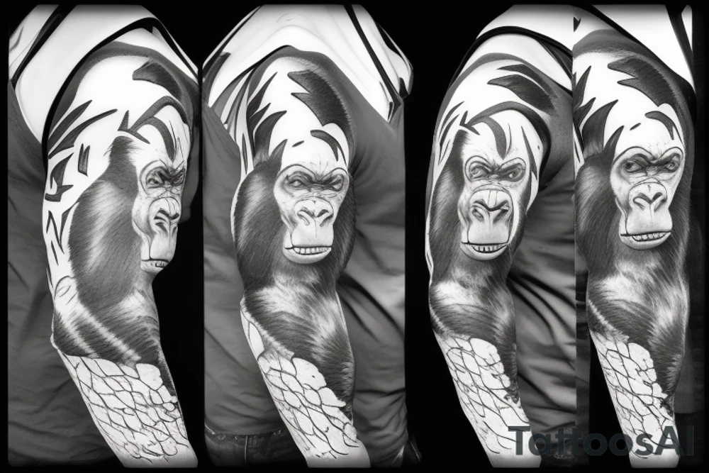 Gorilla tearing through skin tattoo idea