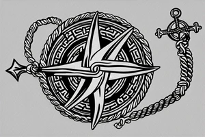 Viking compass with an anchor and rope, with the Maryland state flag and the 9th infantry crest tattoo idea