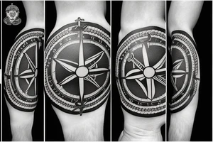 Viking compass with an anchor and rope, with the Maryland state flag and the 9th infantry crest tattoo idea