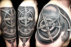 Viking compass with an anchor and rope, with the Maryland state flag and the 9th infantry crest tattoo idea