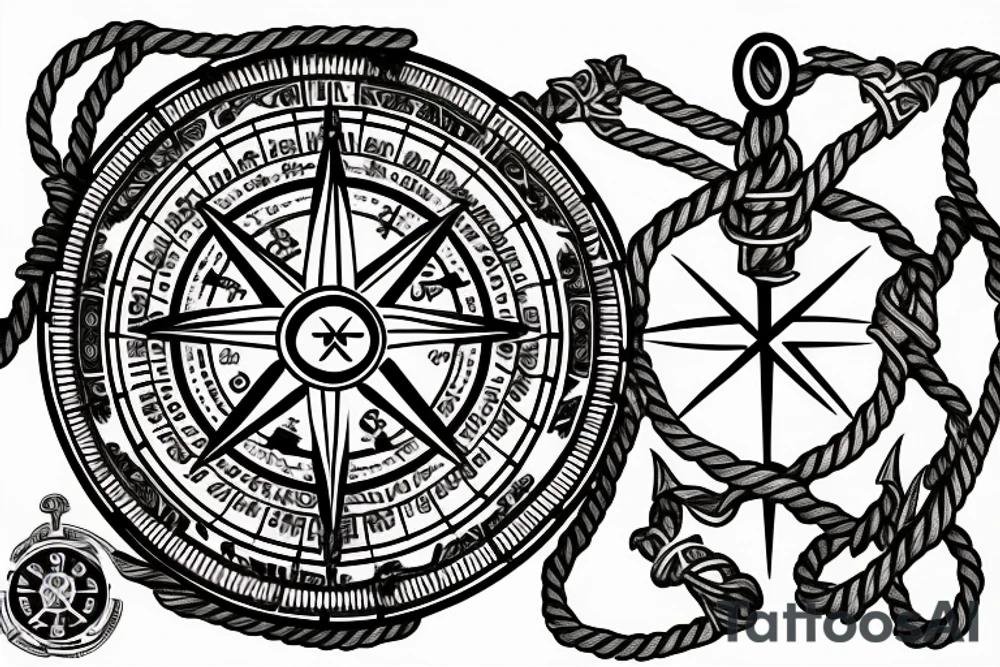 Vegvisir compass with an anchor and rope, with the Maryland state flag and the 9th infantry crest tattoo idea