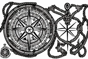 Vegvisir compass with an anchor and rope, with the Maryland state flag and the 9th infantry crest tattoo idea